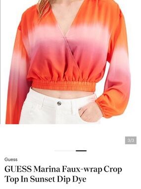 Guess Coral to Pink Ombré Cropped Top